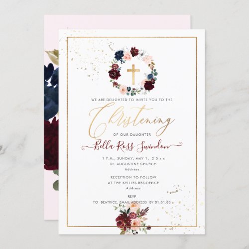 PixDezines Watercolor BlushBurgundy Wreath Invitation