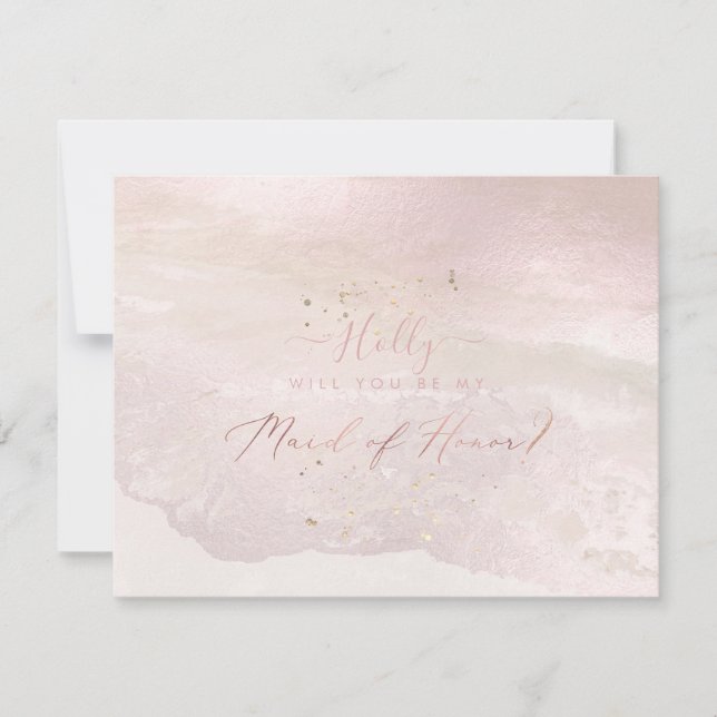 PixDezines Watercolor Blush Coastal Maid of Honor Invitation (Front)