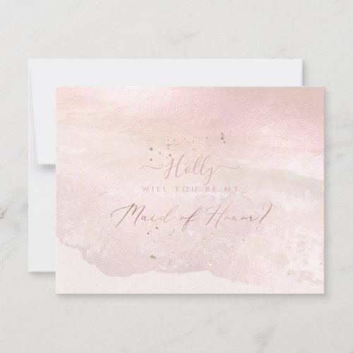 PixDezines Watercolor Blush Coastal Maid of Honor Invitation