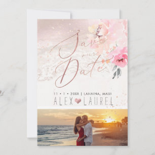 PixDezines Watercolor Blush Peonies Save the Date Invitation