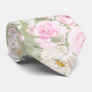 PixDezines Watercolor Blush Pink Roses DIY Bckgrnd Neck Tie