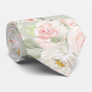 PixDezines Watercolor Blush Pink Roses DIY Bckgrnd Neck Tie
