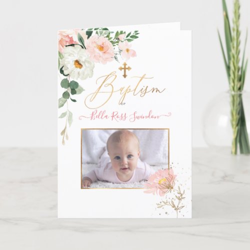 PixDezines Watercolor Blush Roses Baptism Program