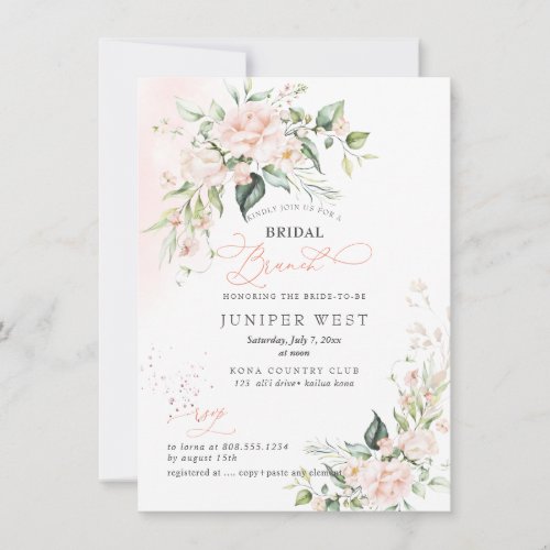 PixDezines Watercolor Blush Roses Bridal Brunch I Save The Date