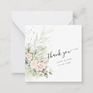 PixDezines Watercolor Blush Roses Eucalyptus Note Card