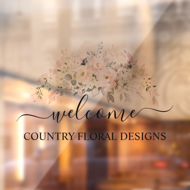 PixDezines Watercolor Blush Roses Hydrangeas Window Cling (Sheet 2)