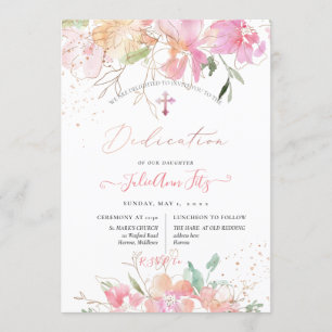 PixDezines Watercolor Blush Sweet Peas Dedication Invitation
