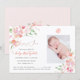 PixDezines Watercolor Blush Sweet Peas Sip+See Invitation