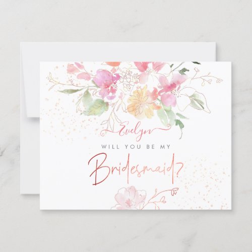 PixDezines Watercolor Blushing Romance Bridesmaid Invitation