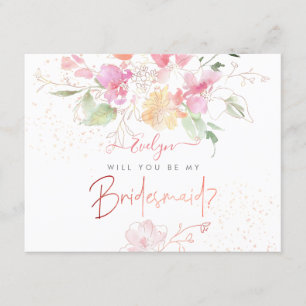 PixDezines Watercolor Blushing Romance Bridesmaid Invitation