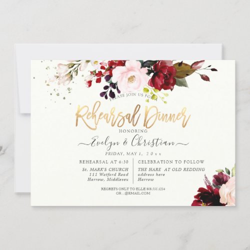 PixDezines Watercolor Burgundy Blush Roses  Invitation