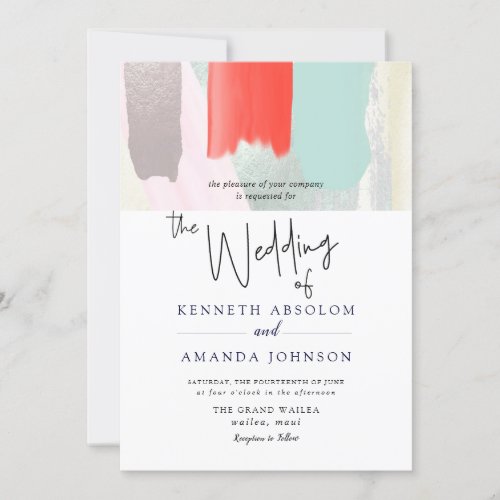 PixDezines Watercolor Coral Orange Seafoam Mist Invitation