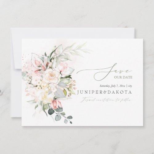 PixDezines Watercolor Cream Blush Roses Save The Date