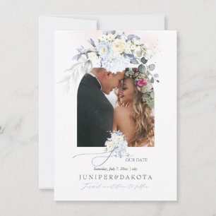 PixDezines Watercolor Cream Roses Blue Hyde Save The Date