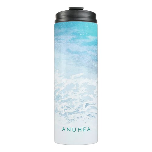 PixDezines Watercolor Crystal Blue Beach Thermal Tumbler