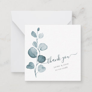 PixDezines Watercolor Dusty Blue Eucalyptus  Note  Card