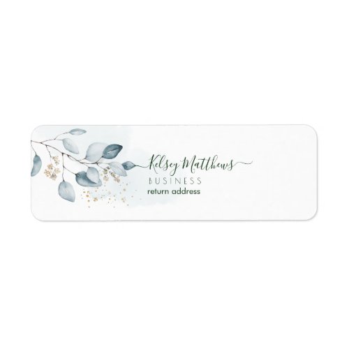 PixDezines Watercolor Dusty Blue Gum Eucalyptus Label