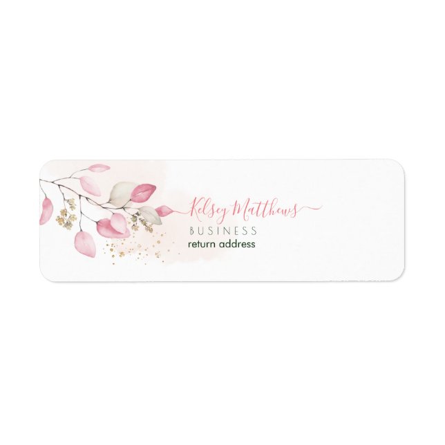 PixDezines Watercolor Dusty Blush Gum Eucalyptus Label (Front)