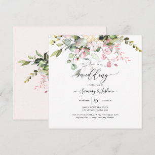 PixDezines Watercolor Dusty Blush Pink Eucalyptus Invitation