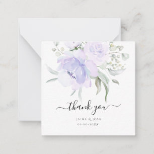 PixDezines Watercolor Dusty Purple Roses Thank You Note Card