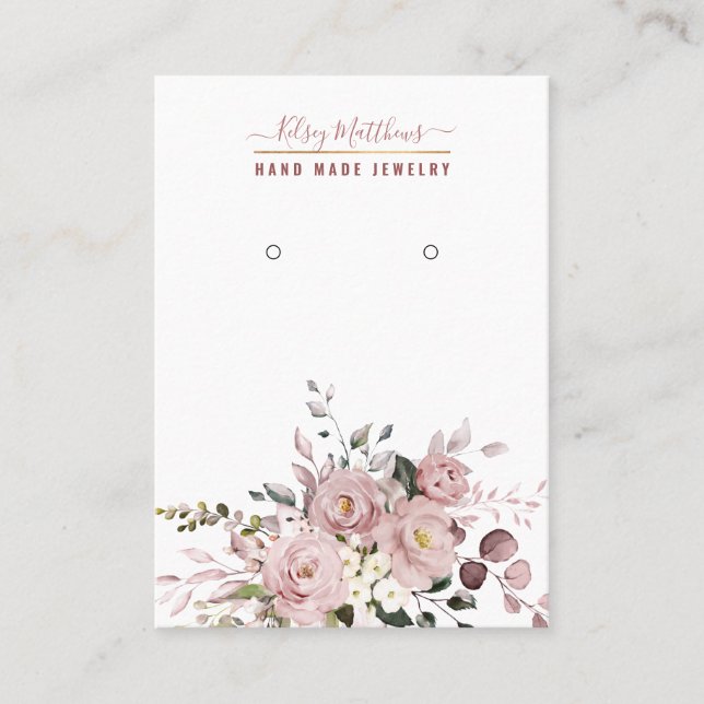 PixDezines Watercolor Dusty Rose Business Card (Front)