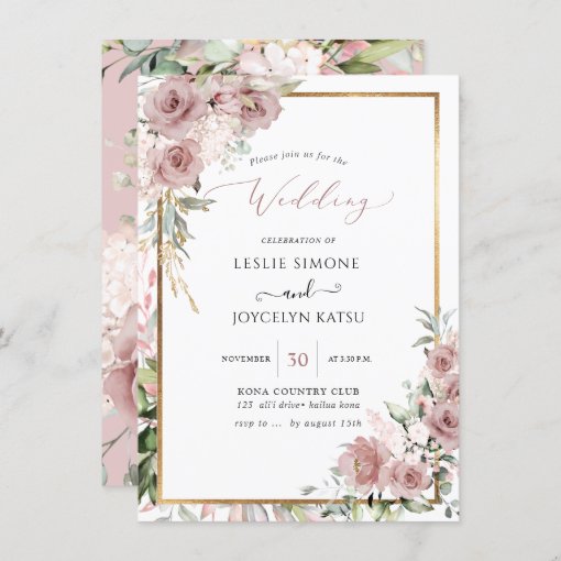 PixDezines Watercolor Dusty Rose Invitation | Zazzle