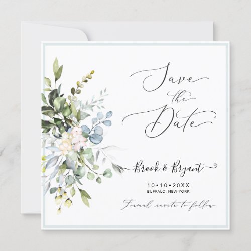 PixDezines Watercolor Elegant Blue Gum Eucalyptus Invitation