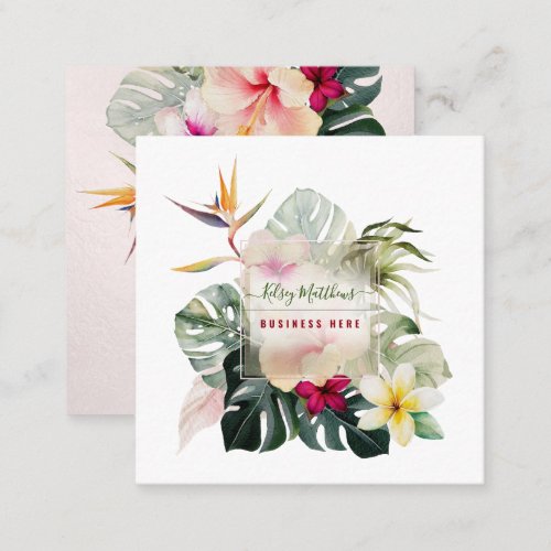 PixDezines Watercolor Elegant Tropical Paradise Square Business Card