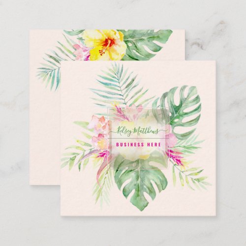 PixDezines Watercolor Elegant Tropical Paradise Square Business Card
