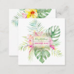 Pixdezines Watercolor Elegant Tropical Paradise Square Business Card at Zazzle