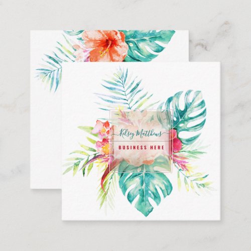 PixDezines Watercolor Elegant Tropical Paradise Square Business Card