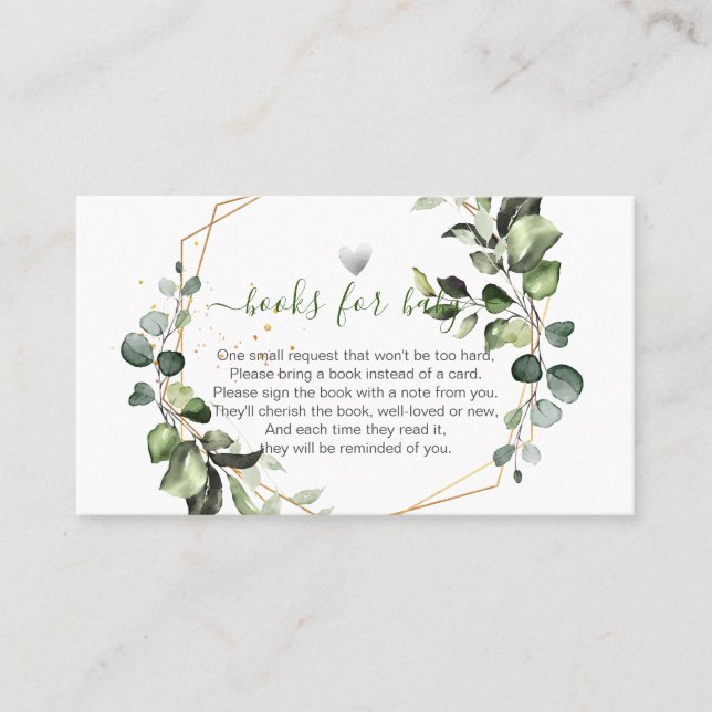 PixDezines Watercolor Eucalyptus Book Request Place Card (Front)