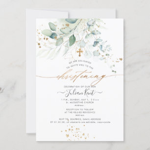 PixDezines Watercolor Eucalyptus Christening Invitation