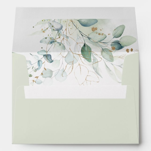 PixDezines Watercolor Eucalyptus DIY background Envelope (Back (Bottom))