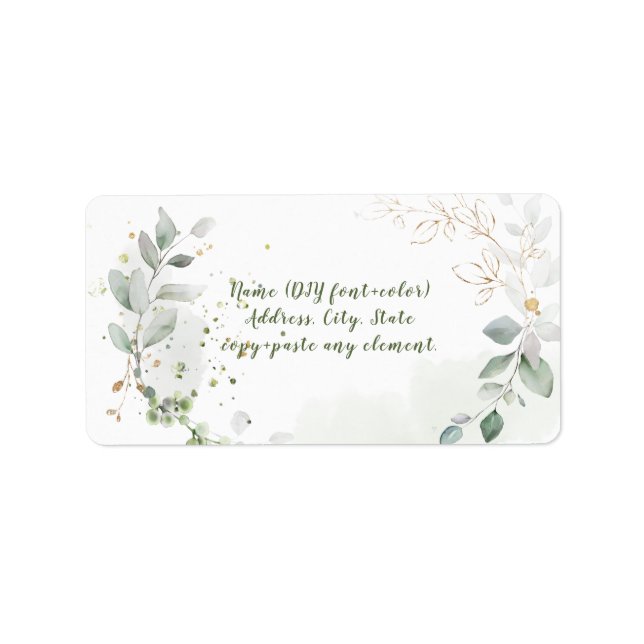 PixDezines Watercolor Eucalyptus Wreath Label (Front)