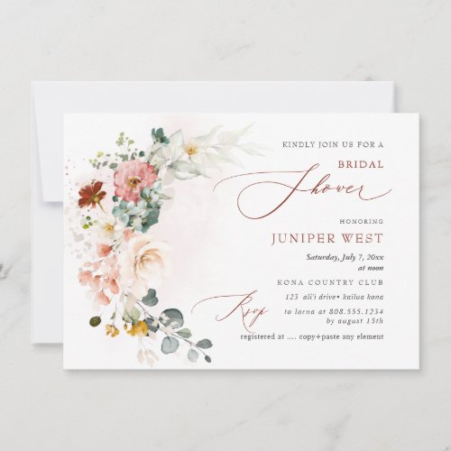 PixDezines Watercolor Fall Garden Flowers Bridal  Save The Date