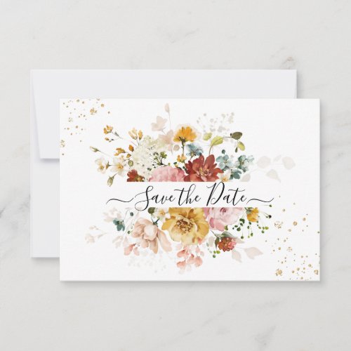 PixDezines Watercolor Fall Garden Flowers Save The Date