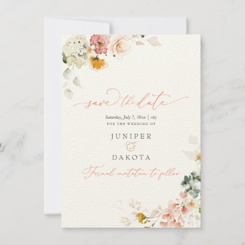 PixDezines Watercolor Fall Garden Flowers Save The Date