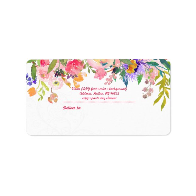 PixDezines Watercolor Floral/Peonies Label (Front)
