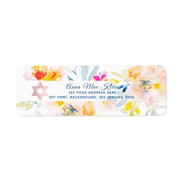 PixDezines Watercolor Flowers,  Blush Cream Roses Label (Front)