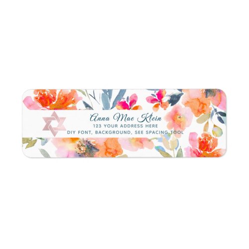 PixDezines Watercolor Flowers Coral Ombre Roses Label