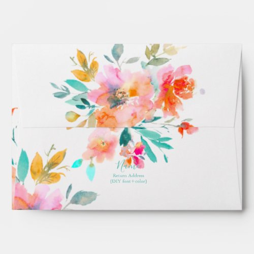 PixDezines Watercolor Flowers Garden Roses Envelope