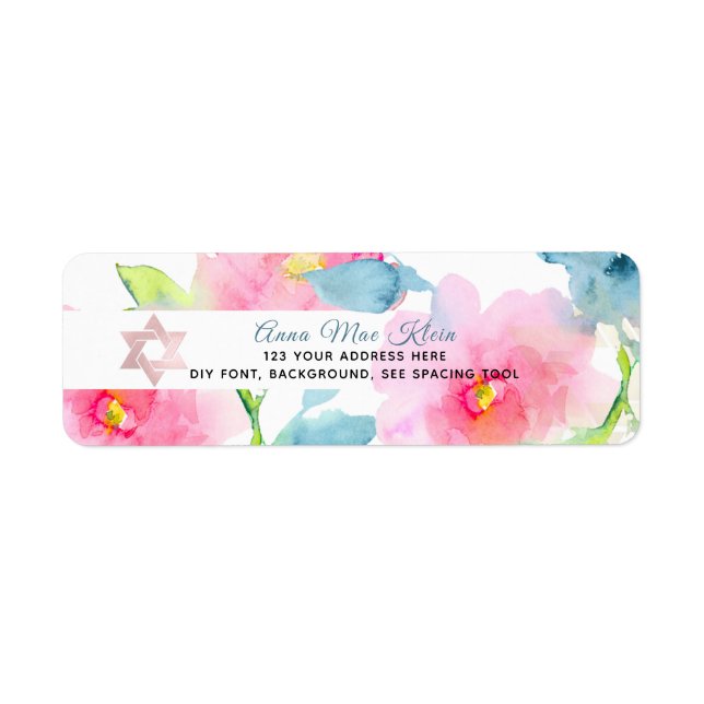 PixDezines Watercolor Flowers, Garden Roses Label (Front)