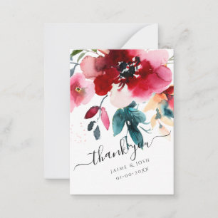 PixDezines Watercolor Flowers Ombre Burgundy Roses Note Card