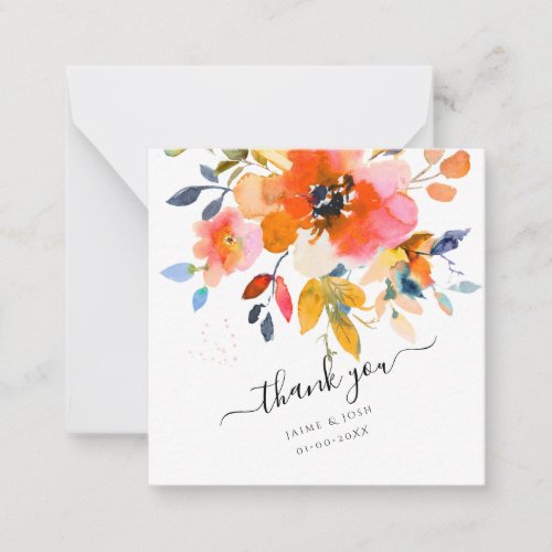 PixDezines Watercolor Flowers Ombre Orange Roses Note Card