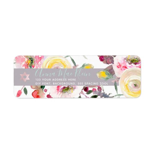 PixDezines Watercolor Flowers Pale Pastel Roses Label