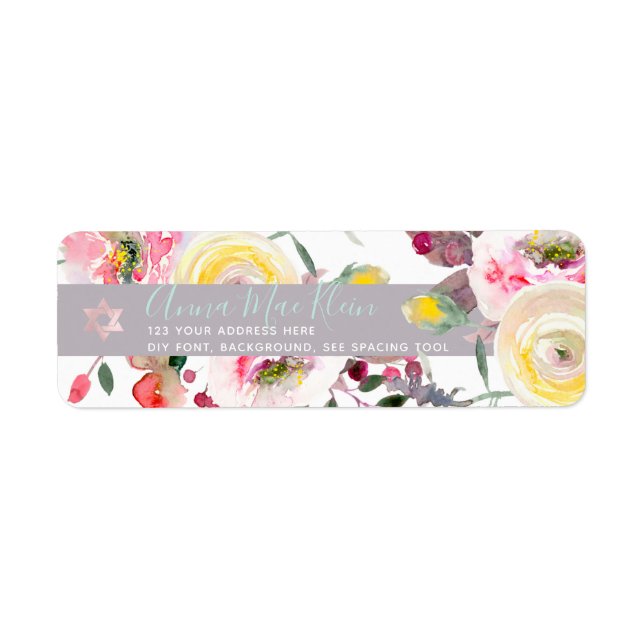 PixDezines Watercolor Flowers, Pale Pastel Roses Label (Front)