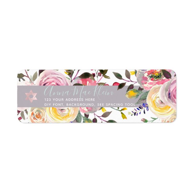 PixDezines Watercolor Flowers, Pastel Roses Label (Front)