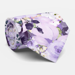 PixDezines Watercolor Flowers Purple Roses Neck Tie