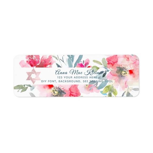 PixDezines Watercolor Flowers, Red Ombre Roses Label (Front)